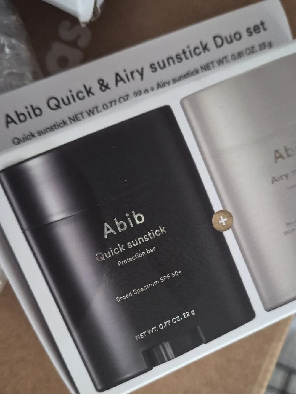 Abib Quick & Airy Sunstick Duo Set - Gray & White